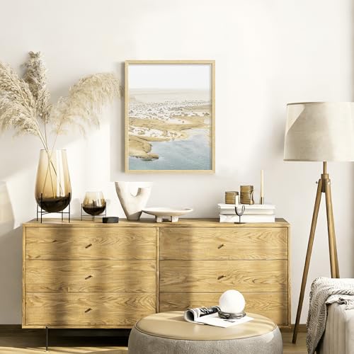 Image of 11x14 Picture Frame Set of 4, Natural Solid Wood Picture Frames, Display 11x14 Photos without Mat, Horizontal or Vertical Wall Mounting Poster Frame, Oak Wood Grain