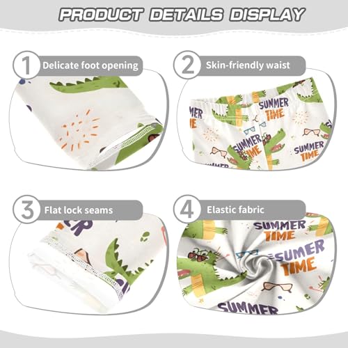 ALAZA Girls' Leggings Children's Yoga Pants Skinny Printed Dance Summer Crocodile Comfortable 4T2