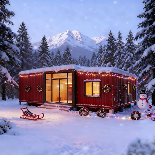 Expandable Prefab Tiny Home 20ft Portable Container House with 2 Bedrooms and Bathroom Modular Mobile Mini House for Off-Grid Living, Backyard Office, or Adventure Cabin