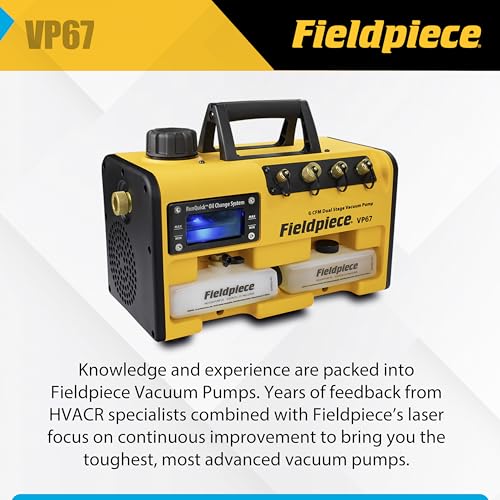 Fieldpiece VP67 Vacuum Pump – 6 CFM, 1/2 HP DC Motor, RunQuick Oil Change System – Portable - Professional HVAC Tool - A2L Compatible by Fieldpiece - Image 4