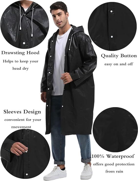 JMP Waterproof Rain Coat Hooded Universal Outdoor Water Resistant