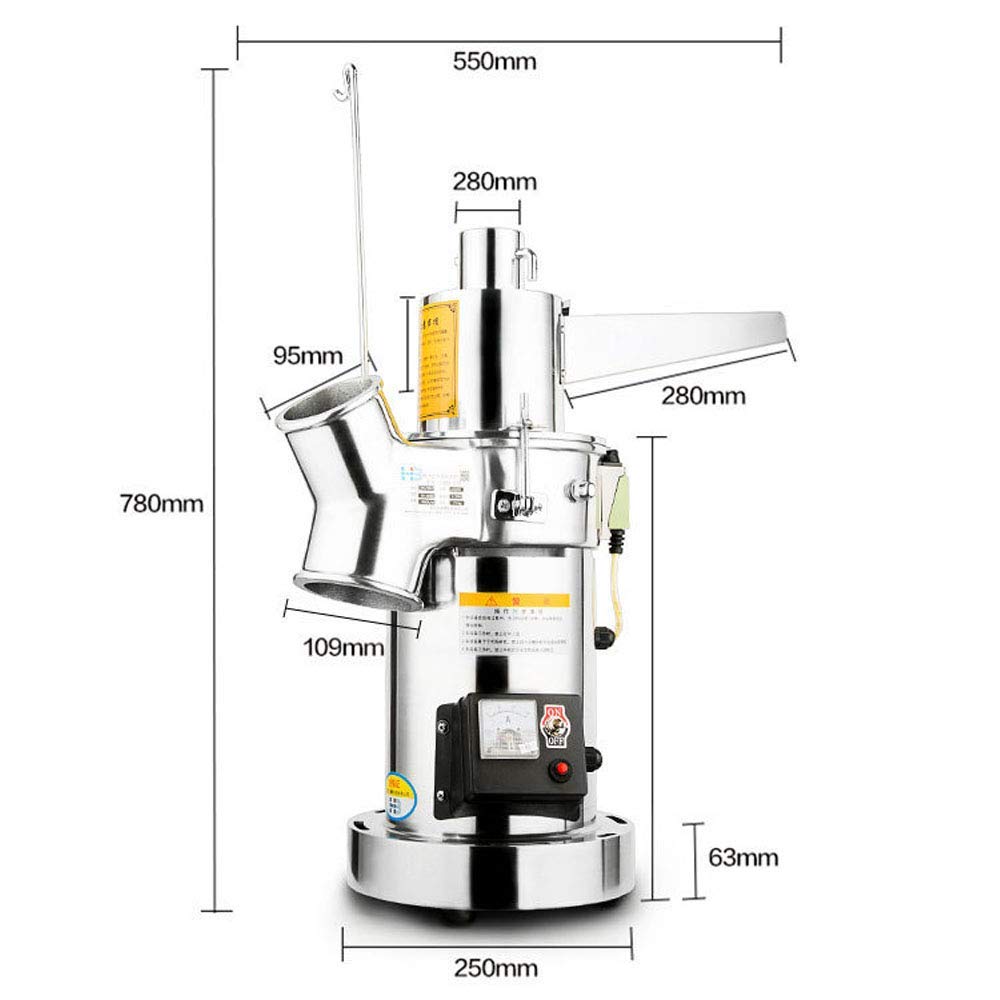 2000W Macina Cereali in Acciaio Inox Erbe Grano Spezie Grano Mulino Farina Polvere Macchina per Vari Muesli Soia Spezie Erbe per Famiglia e Medicina Elaborazione e Laboratorio