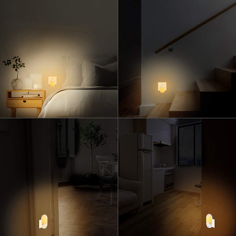 Sensore Movimento, Regolamenti degli Stati Uniti Plug-in Night Lights, LED Bianco Caldo, Resistente al Fuoco, Lampada per i Bambini, i Bambini, disimpegno, Bagno, Scale (2 Pezzi)