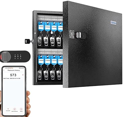 WeHere Key Lock Box Wall Mount, 48 Key Cabinet Security Combination Lockbox with Key Tags, Digital Code Heavy Duty Key Organizer Storage,Key Management for Garage,Office,Holtel,School,Store