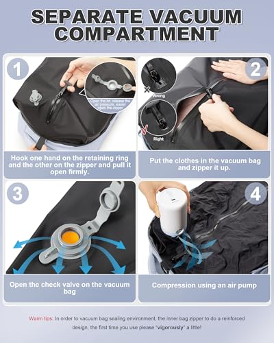 Image of winspansy Vacuum Backpack Travel Essentials with Air Pump Compression Bags for Travel Carry on Flight Approved Seal Vacpack Personal Item Backpack with Vacuum System for Women Men Gray