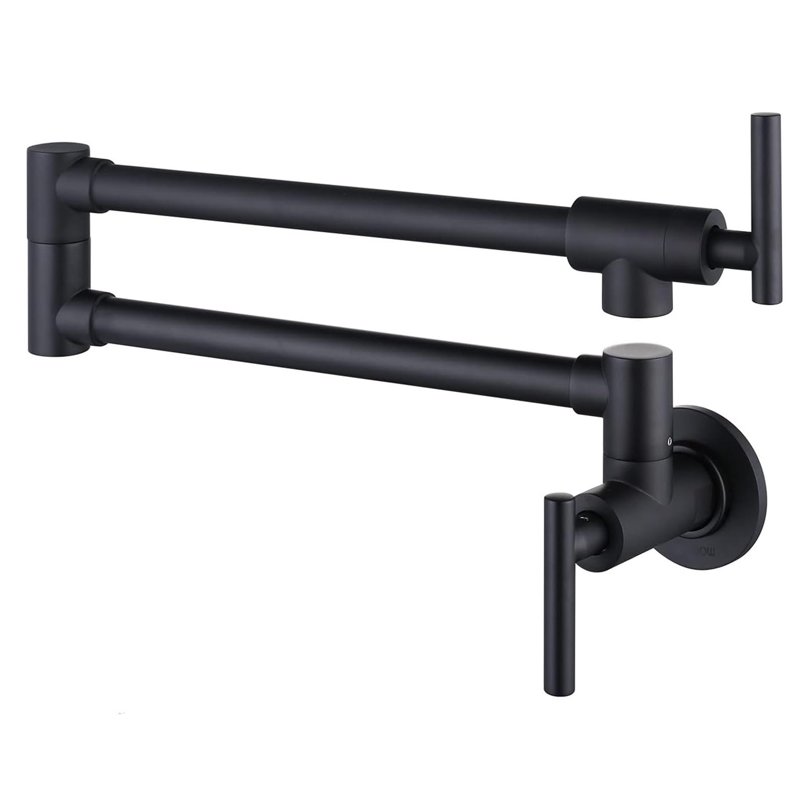 ZQFHSX Pot Filler Double Joint Spout Folding Stretchable Swing Arm Wall Black Kitchen Faucet Single Hole Two Handle DIY Renovation(Black)