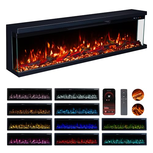 Valine Fires 3-Sided Panoramic Electric Fireplace 50"/60"/72"