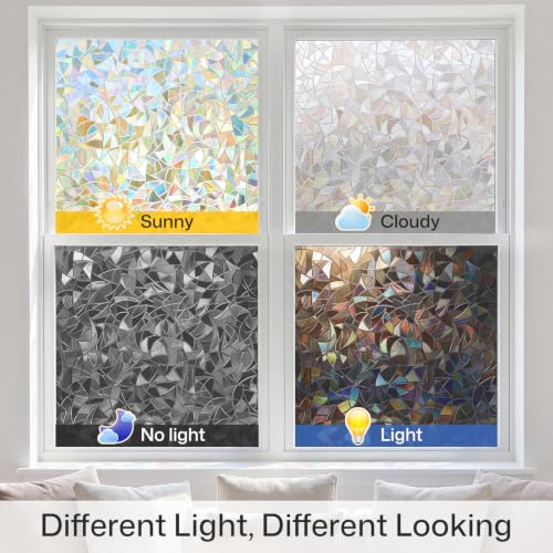 Image of Coavas Rainbow Window Privacy Film, Stained Glass Cling, 35.4 inch x 78.7 inch
