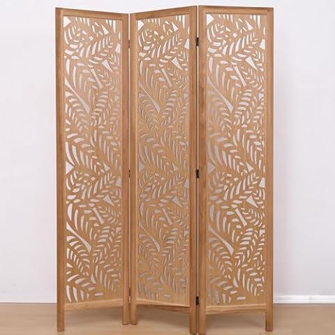 Paravent PEGANE en bois motifs feuilles Cover