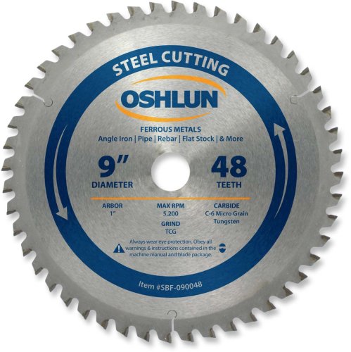 Oshlun Sbf-090048 9-Inch 48 Tooth Tcg Saw Blade With 1-Inch Arbor For Mild Steel And Ferrous Metals #TOP29
