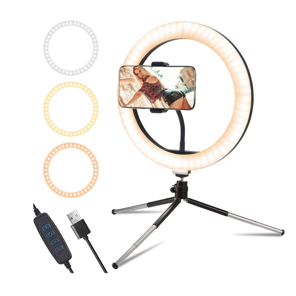 Luce ad Anello da 10 Pollici con Supporto per treppiede Supporto per Cellulare Dimmerabile Luce ad Anello per Fotocamera a LED per Trucco Live Streaming Fotografia Video Youtube 3 modalità