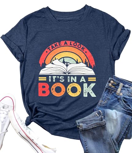 Books Shirts for Women Reading Tshirts Gifts for Teacher Bookworm Readers Librarian Bibliophile Tee Tops S-XXL