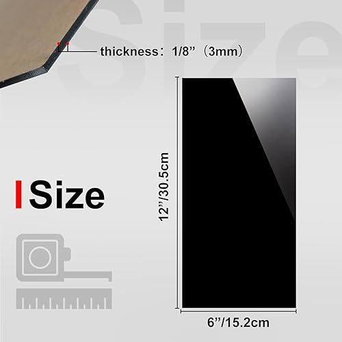 Miniatura 2 de KINLINK Láminas de plexiglás 6x12 de 18 pulgada de espesor - Lámina de acrílico negro fundido de 3mm, lámina de plástico policarbonato para