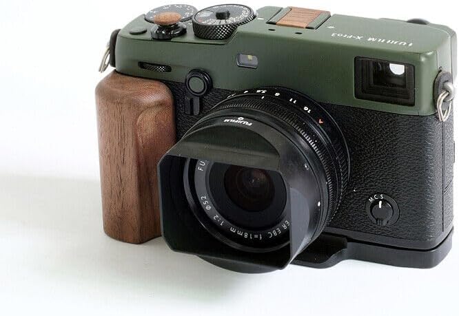 Handmade Wood Hand Grip Holder Handle for Fu ji Film X-PRO3 Xpro3 Camera Baseplate (Walnut(Black Alloy Base))