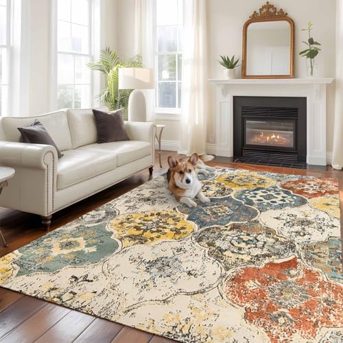 Vintage Boho Area Rugs 6'x9', Washable Small Throw Rugs for