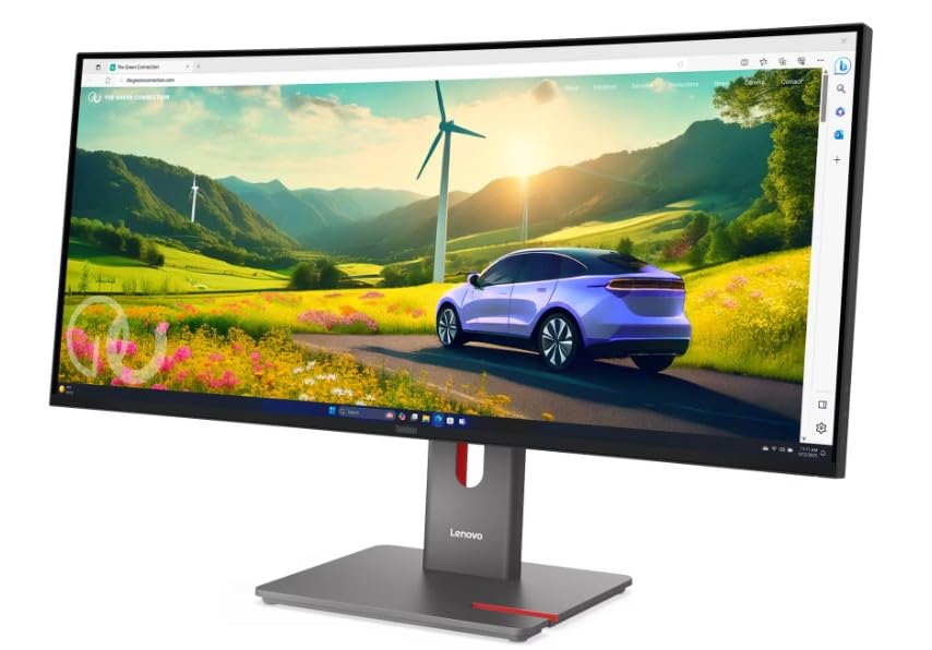 Image of Lenovo ThinkVision P34WD-40 34 Inch (86.36 cm) Curved Ultrawide WQHD IPS Monitor | 3440x1440 | USB-C Docking 140W | HDMI 2.1, DP 1.4, RJ45 | 120Hz | KVM, PIP /PBP | Height Adjustable