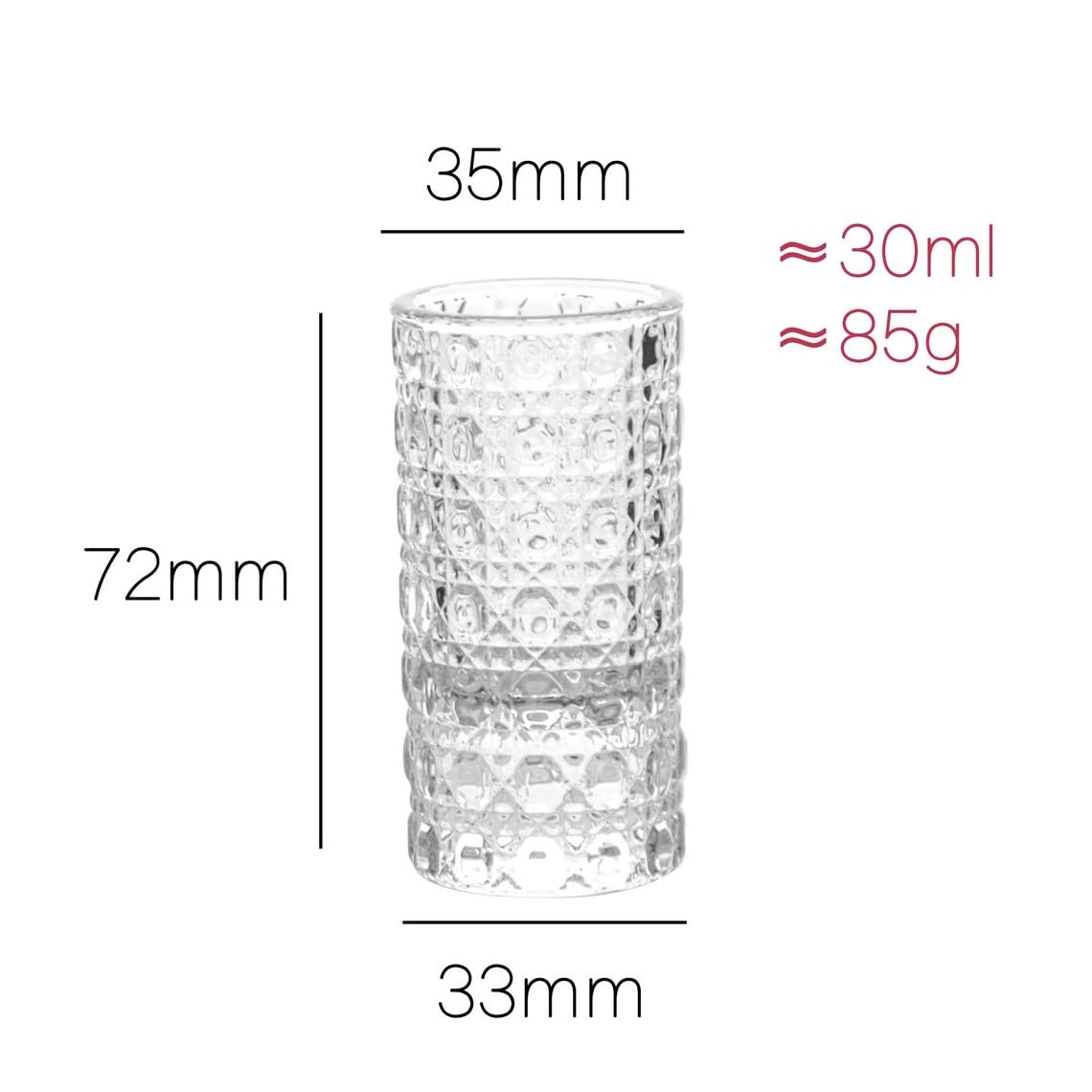 Lot de 10 Verres à Shot, Petits Verres à Shot Ronds en Cristal, Ensemble de Verres à Shot en Cristal, Verre épaissi avec Motif sculpté en Relief, Verres à Shot pour Mariages,30ml