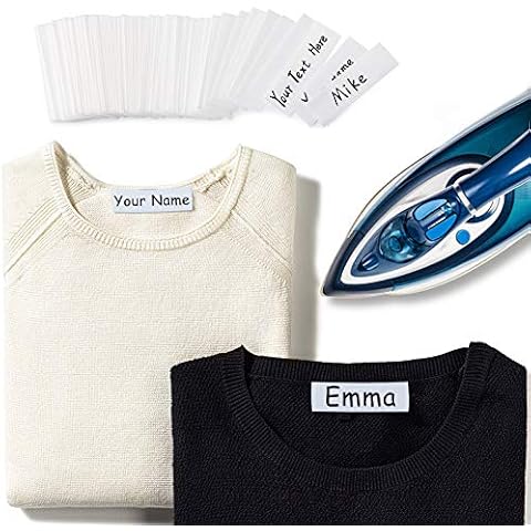 Ayamuba 300PCS Iron On Clothing Labels Pre-Cut Iron On Name Labels Tags-Personalized Iron-on Fabric Labels for Kids, Clothing, Uniform, Nursing House, Home, School, Daycare Cover