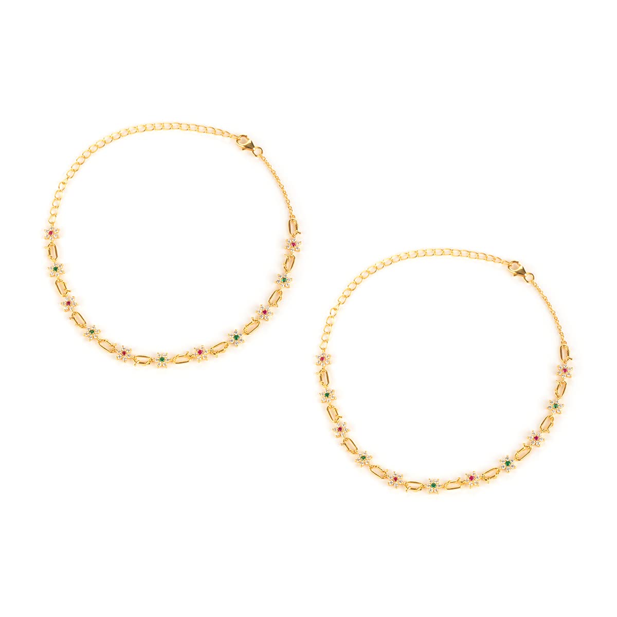 Shaya by CaratLane Link of Love 7 Stone Anklets in Gold Plated 925 Silver (B0BHWMDTD9) Amazon Price History, Amazon Price Tracker