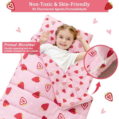 Image of Toddler Nap Mat for Preschool 50''x30'' Sleeping Mat with Removable Pillow and Minky Blanket for Kids Ages 3-7 Roll Up Soft Sleeping Bag for Boys Girls Kindergarten Daycare Sleepover