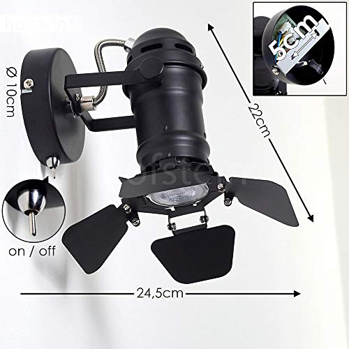 HOFSTEIN Wandleuchte Lichinga, verstellbare Wandlampe aus Metall in Schwarz, mit verstellbarem Strahler, 1-flammig, 1 x… – Bild 4