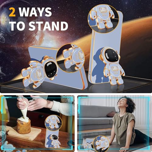 Image of Silicone For Samsung Galaxy Case Cute 3D Astronaut Stand Design Camera Protection Shockproof Soft Back Cover (For Samsung Galaxy A15 5G,Blue)
