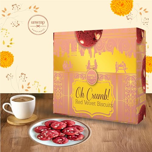 Image of Unwrap Happiness Oh Crumb Red Velvet Cookies | Cookies Biscuits Made With Milk Chocolate & Butter | Clean Ingredients | Packaged | Gift For Special Occasions | 350 Grams
