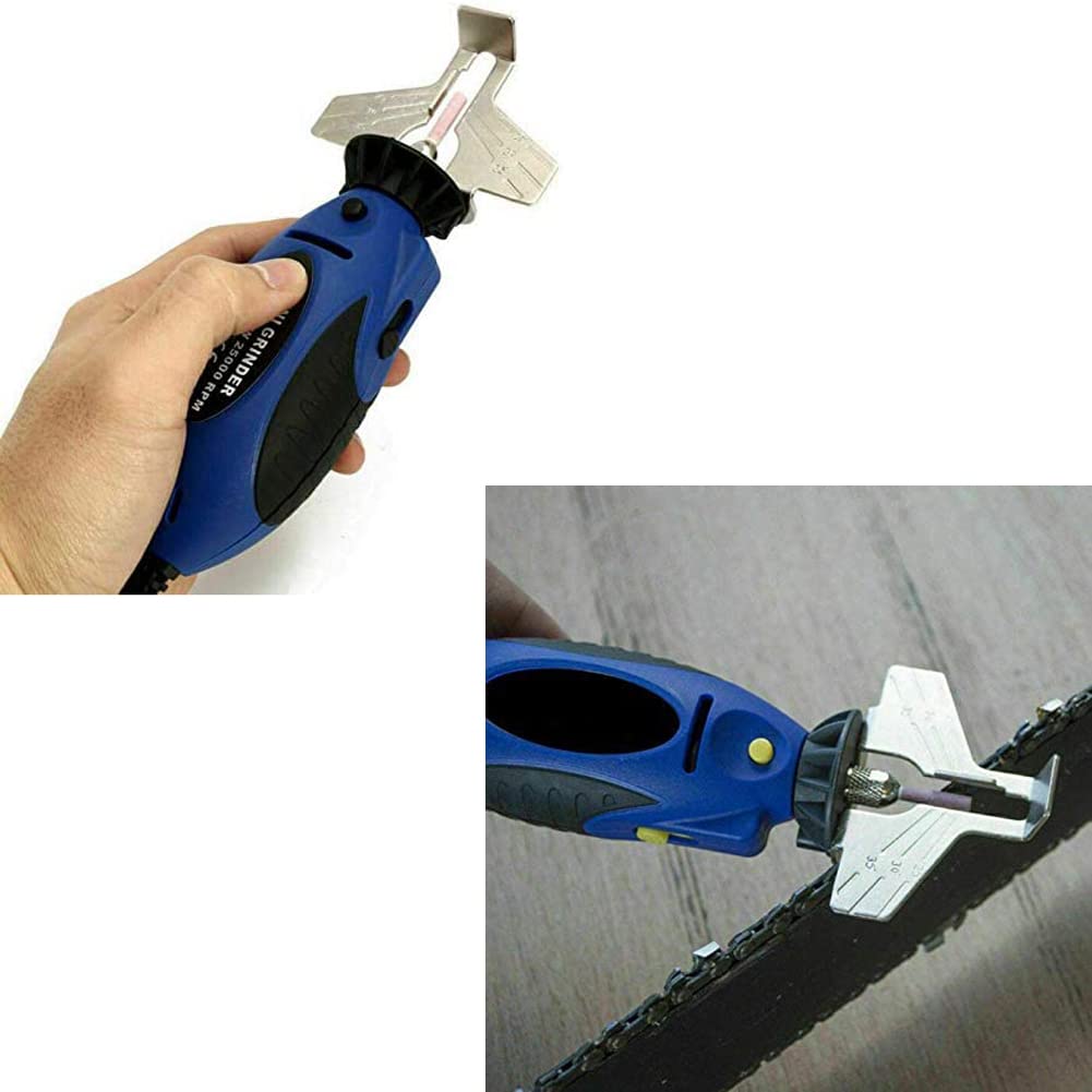 Affilatoio per sega a catena elettrica, kit di rettificatrice per affilatrice a catena mini motosega 12V, dispositivo di affilatura e strumento di manutenzione e dispositivo di manutenzione