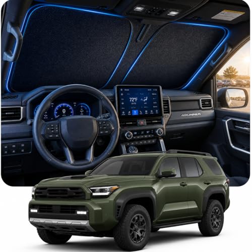 Image of [2026 Upgraded] DooGooCoo Windshield Sun Shade for Toyota 4Runner 2017-2024 2025 [Cooling Ice-Crystal, 100% Sun Block ] Sunshade for Car Windshield 4runner Sun Shade, Custom Fit for 4 Runner.
