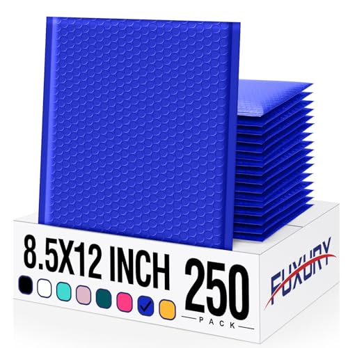 Image of Fuxury Bubble Mailers 8.5x12 Inch 250 Pack Royal Blue Large Bubble Envelopes Bulk Opaque Cushioning Mailer for Small Business Mailing Books Clothes Makeup Supplies #2