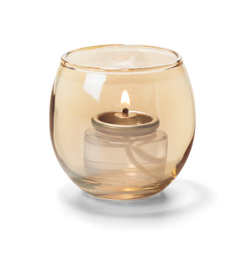 Gold Lustre Tealight Glass Lamp by Hollowick – Glass, Gold, Model 5119G