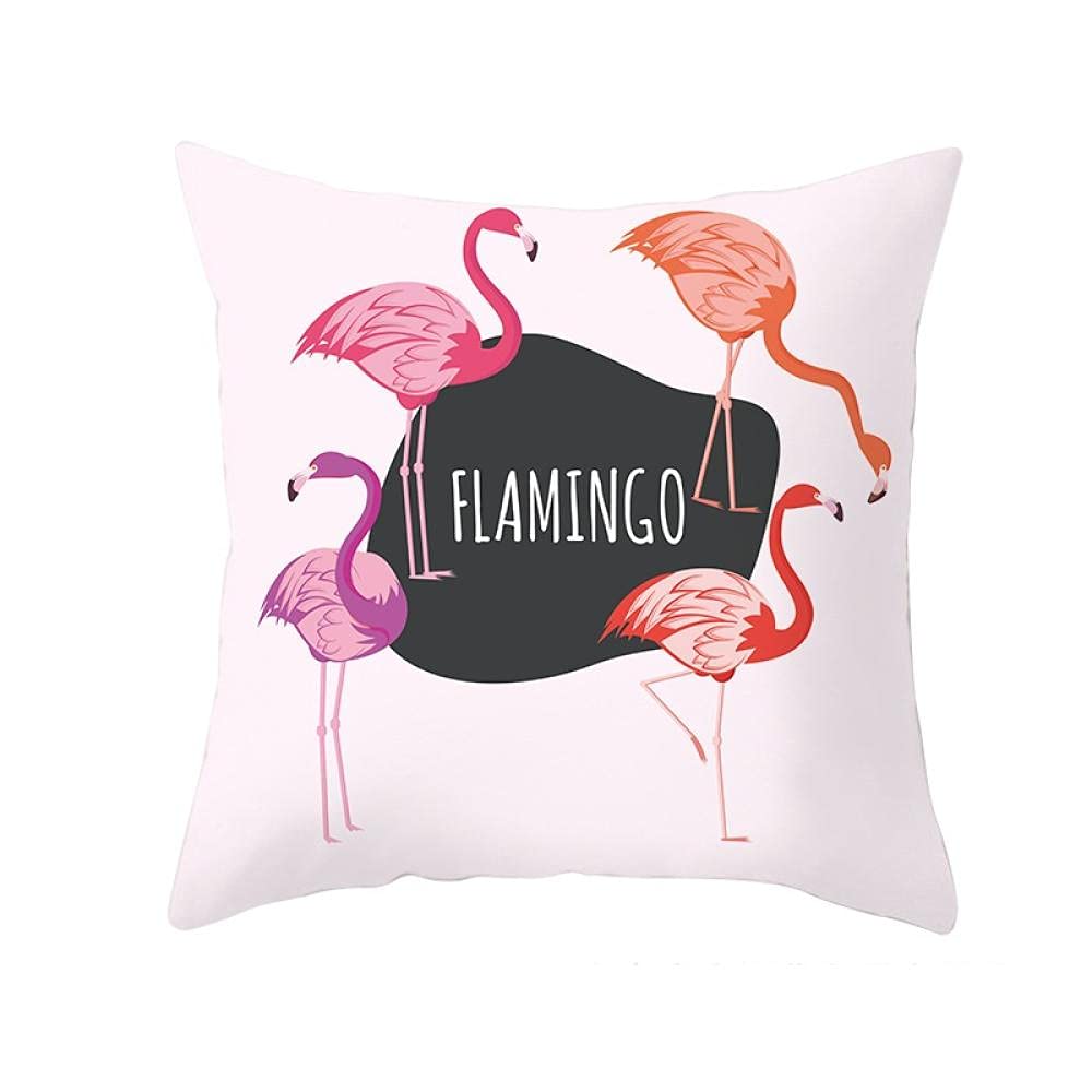 Square Standard Cushion Cover 1Pcs Pink Flamingo Throw Pillow Covers 18X18 Inch Decorative Throw Pillowcase Flamingo Couple Cushion Case For Sofa Bedroom Cushion Car Gift Home-8