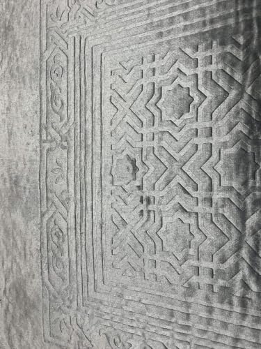 Image of Janamaz Prayer Mat Turkey Soft Velvet | Namaz Mat, Janimaz Namaz Aasan, Islamic Prayer Rug for Salah | 70x110 CM (Printed Grey1)