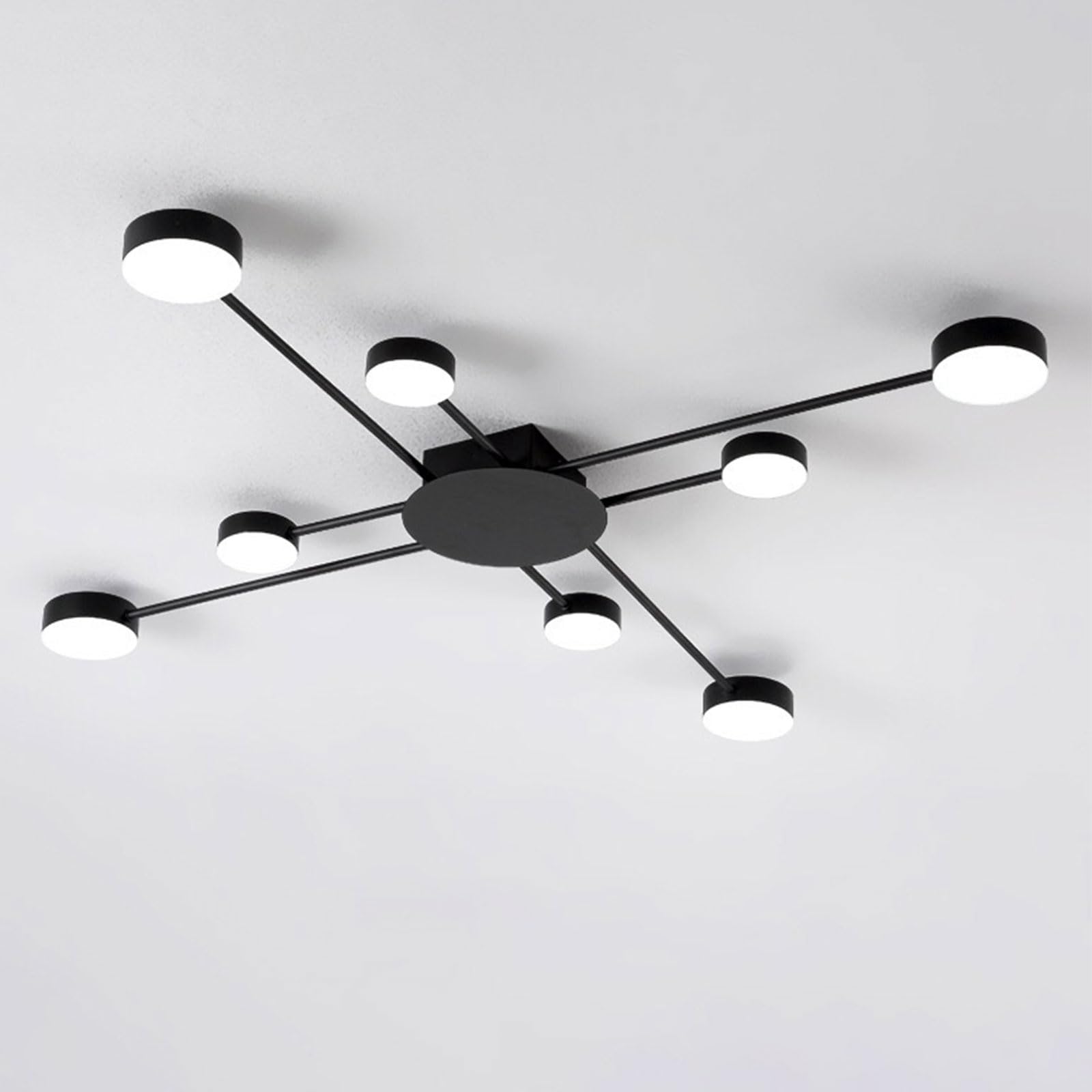 Plafonnier LED à 8 lumières pour chambre à coucher et salon moderne en métal