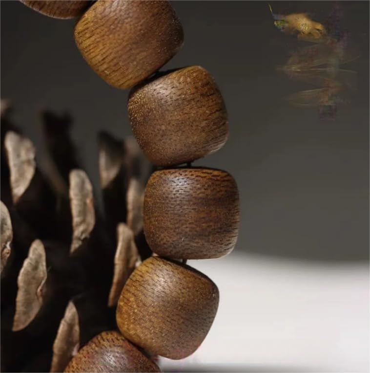 WZGWDC Pulseras de Madera de agar de 12 mm, oración Budista, Cuentas de Madera de agar Mala