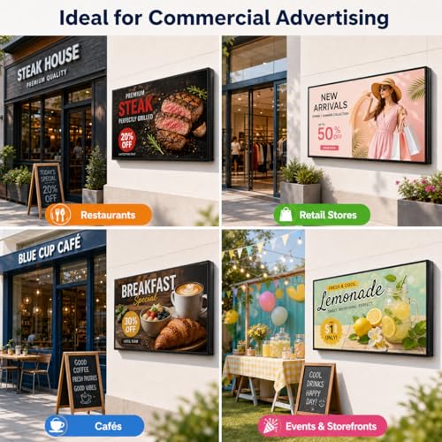 Image of CX P5 Outdoor LED Sign 65 inch x 34 inch, Full Color Programmable LED Display, IP65 Waterproof High-Brightness Digital Sign with WiFi & USB Control, Scrolling Text Image Video Message Board for Business Advertising