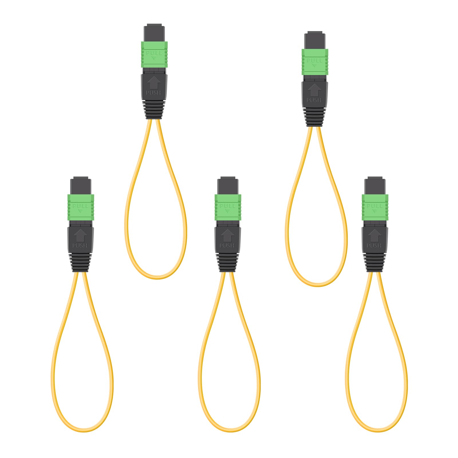 Lot de 5 boucles de fibre optique à 12 cœurs MPO/APC - Design anneau de traction pour test et entretien réseau de haute précision