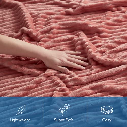 Image of Nestl Blanket Twin Size for Bed - Cozy Warm Fuzzy Blankets for Women, Plush Small Fleece Throws for Girls - Misty Rose, 66 x 90 Inches