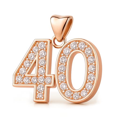 Image of 40 Charm Bead 925 Sterling Silver with Rose Gold for Pandora Moments Women's Charms Bracelet & Necklace - 40th Her Girls Women - Happy Birthday Gift Box