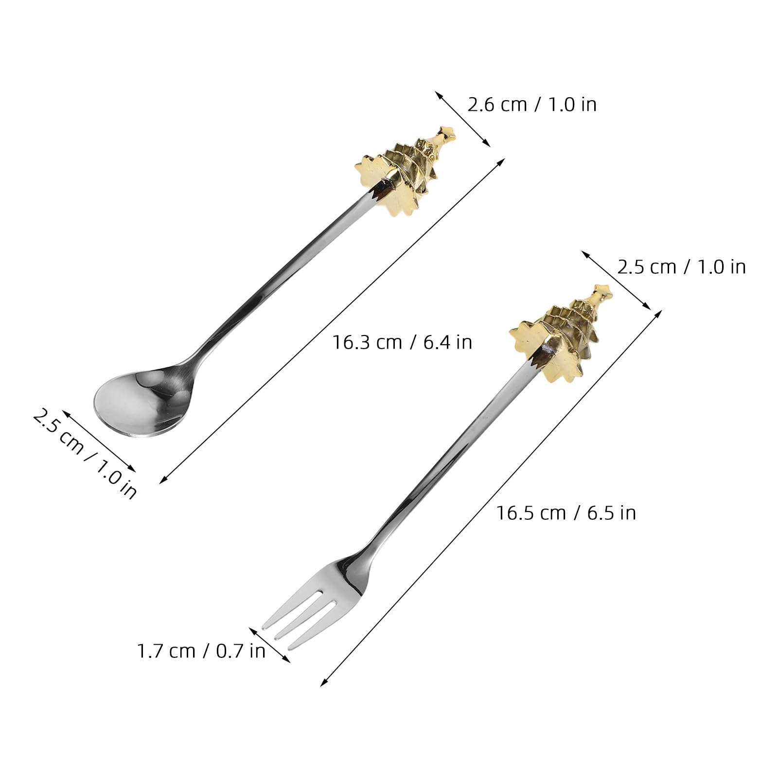 Zerodeko 1 set di cucchiaio e forchetta da frutta in acciaio inossidabile