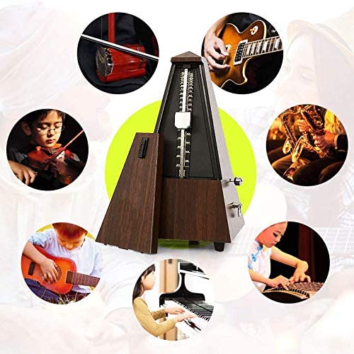 Mechanisches Metronom, Musiktimer aus reinem Kupfer, hölzernes Holz, buntes Teakholzklavier, mechanisches antikes Metronom, Gitarre und andere Instrumente, deutsches Kunsthandwerk