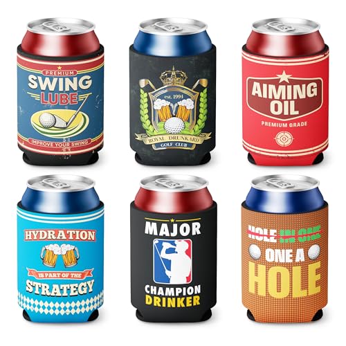 Shanker Golf Can Cooler Set - Funny Golf Can Coolers Pack of 6 - The Fore Collection - Keep The Good Times Cold - Perfect Bachelor Party Can Cooler & Golf Gifts for Men