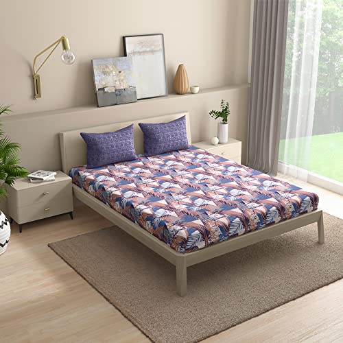 Image of Wakefit Wakefit 200 TC 100% Cotton Premium Queen Size Bedsheet (100x90 Inches) / (2.54m*2.29m) with 2 Pillow Covers Free, Mambo