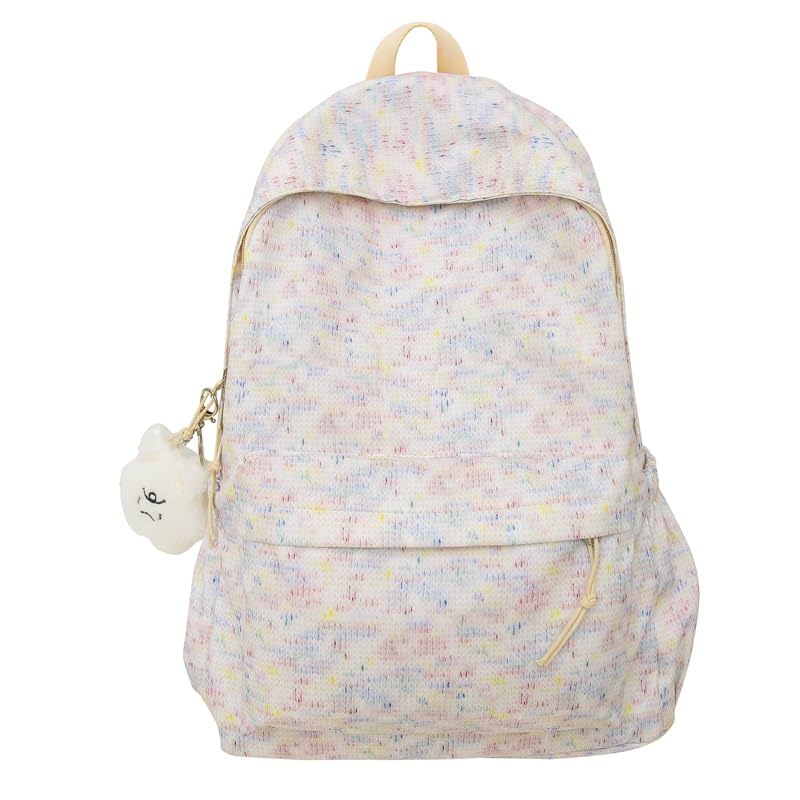 Cute Backpack Kawaii Shoulder Bag (Rainbow Design) – Y2k Aesthetic Preppy Daypack Coquette Stylish Bookbag (Purple)