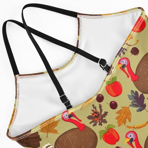 CHIFIGNO Thanksgiving Turkeys Girls One Piece Swimsuits, Spaghetti Straps, Cross Back Design, Ages 3T4