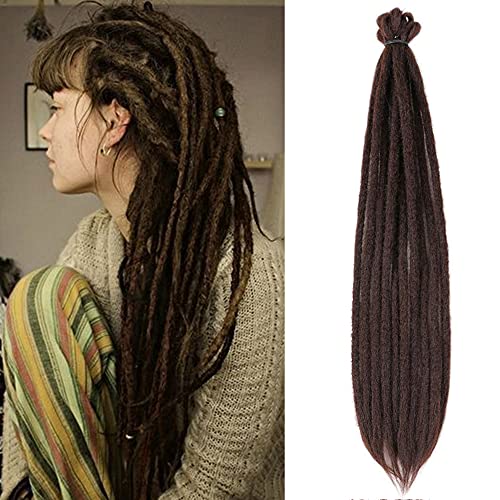 DAIRESS 10 Strands 22Inches Synthetic Dreadlock Extensions Single Ended Crochet Dreads Extension Reggae Hair Dread Locks Hippie Hair Extensions (#4 Medium Brown)