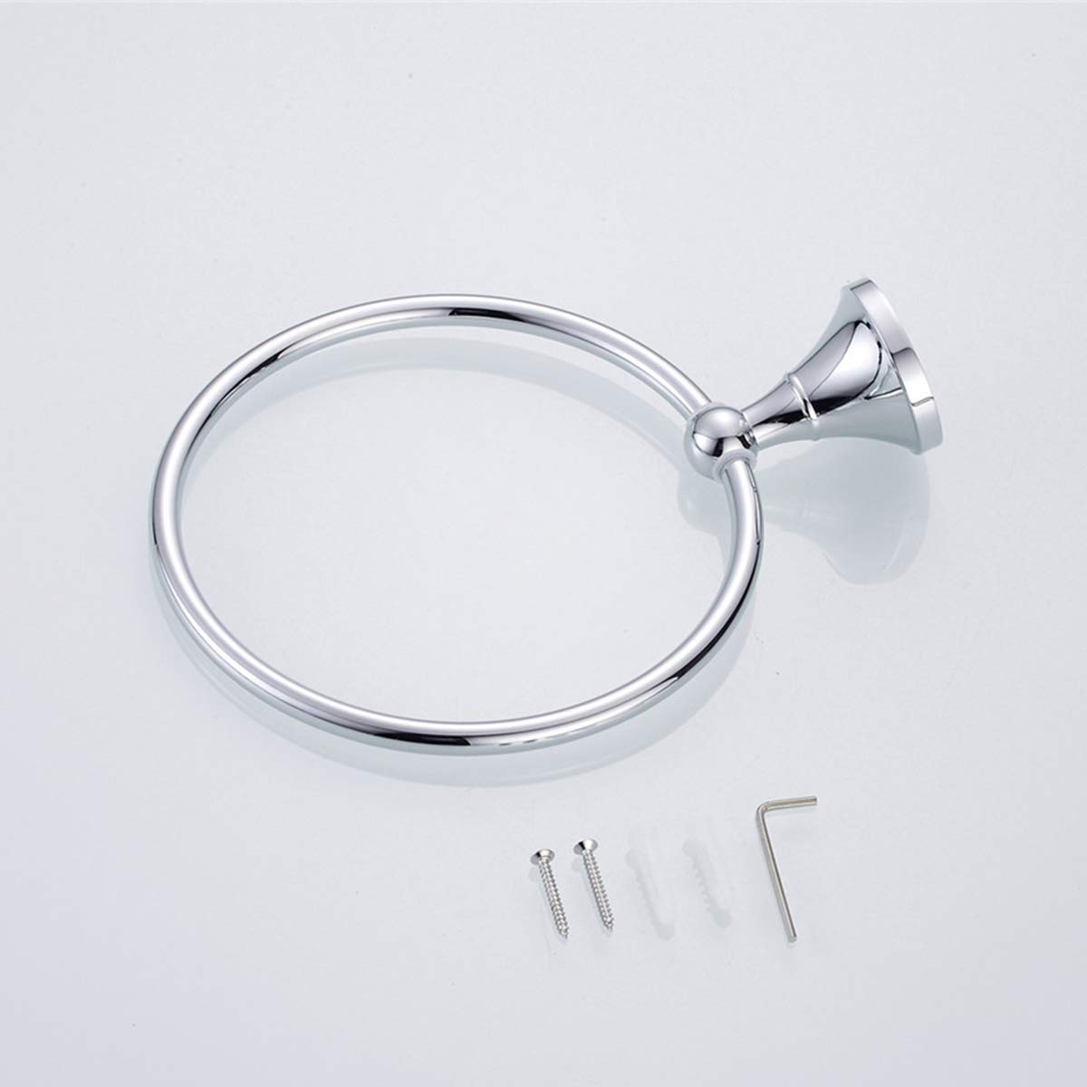 Portasciugamani Anello portasciugamani in Ottone Rotondo Appeso mensola portasciugamani Ciondolo Hardware per Bagno Accessori da Cucina a Parete, Argento
