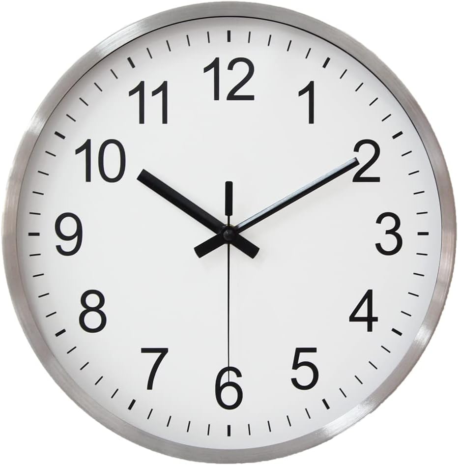HZDHCLH Wall Clock 12 inch Modern Silent Round Quartz Clock-Decorative Home Office School Kitchen(Aluminum frame)