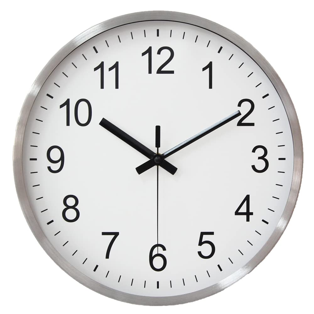HZDHCLH Wall Clock 12 inch Modern Silent Round Quartz Clock-Decorative Home Office School Kitchen(Aluminum frame)