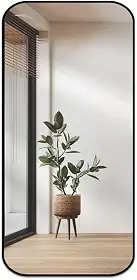 Espelho de Corpo Inteiro Retangular Cantos Arredondado 110x53 – Elegância e Amplitude para Seu Ambiente (Preto)